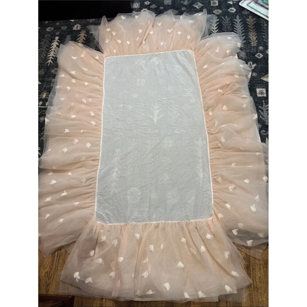 Pottery Barn Kids x Monique Lhuillier Tulle Crib Skirt in Blush Pink $129 Retail